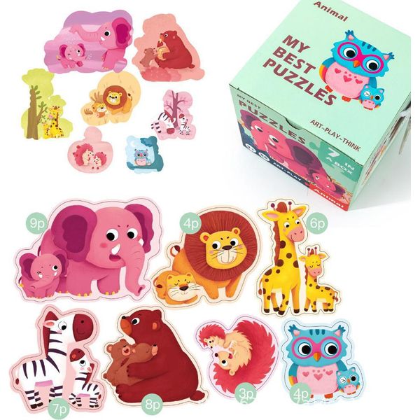 Puzzle Colorato 7 In 1 Per Bambini Animali Mamma E Bambino-image