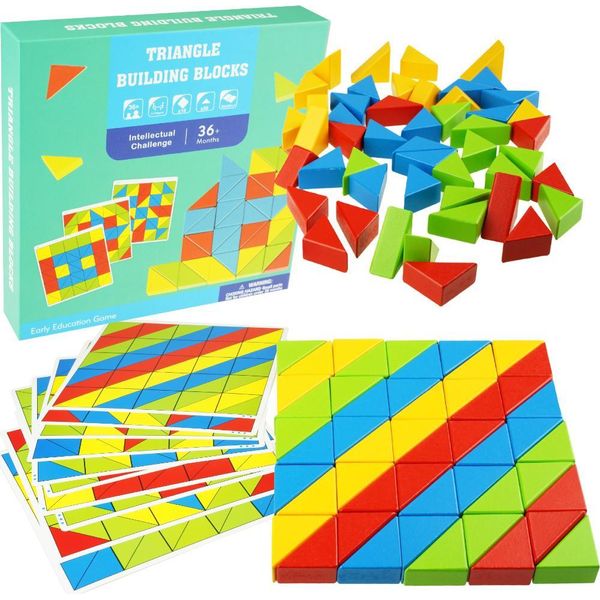 Grande Puzzle Geometrico A Mosaico Realizzato Con Blocchi Di Legno-image