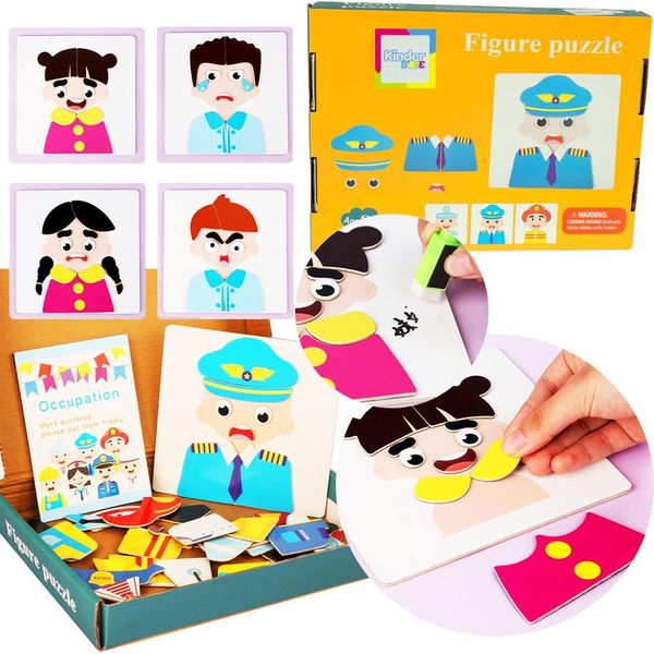 Puzzle Magnetico In Legno Volti, Persone, Famiglia, Professioni-image