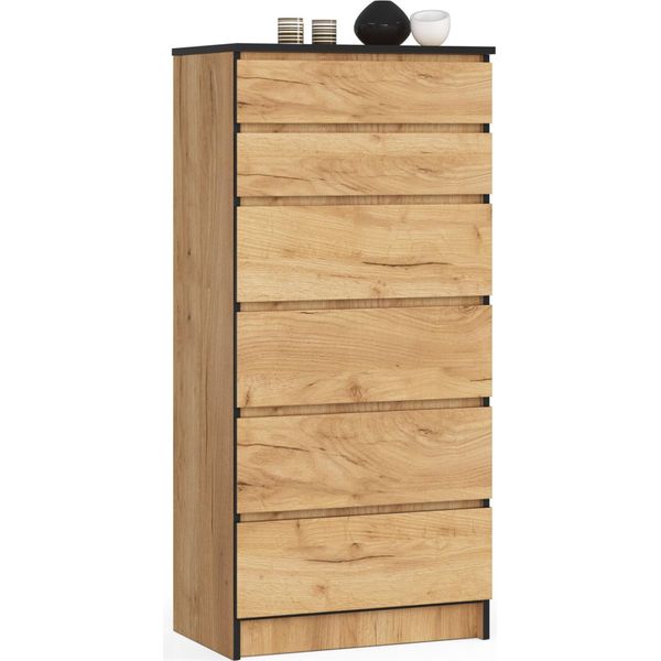 Akord Cassettiera 6 Cassetti Rovere Craft 60X40X130 Cm-image