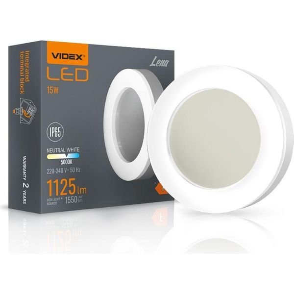Lampada Led Plafon Per Esterni 15W 1600Lm 5000K Bianco Freddo Videx-image