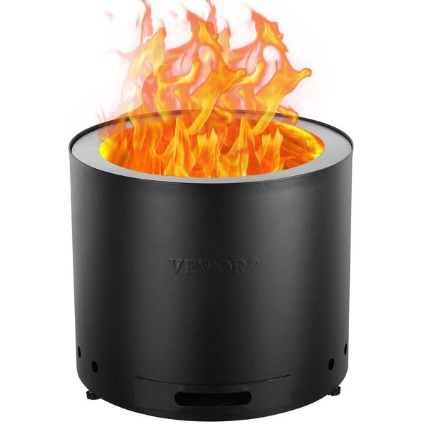 Vevor Stufa A Legna Senza Fumo, Fuoco Da Campo, H: 32 Cm X D: 38 Cm, Caminetto A Legna Con Cassetto Per La Cenere Rimovibile, Pozzo Di Fuoco Portatile Per Uso Esterno In Acciaio Inossidabile SUS430, Ideale-image