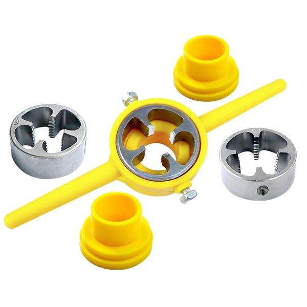 Set Di 6 Pezzi Per La Filettatura Del Pvc - Utensile Manuale Per Tubi In Plastica - Con Filiera E Impugnatura Da 1/2", 3/4"", 1"" - Riutilizzabile"-image