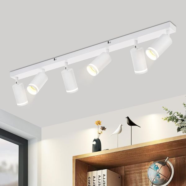 Zmh Led Plafoniera 6 Fiamme GU10 Orientabile Faretto Da Parete Moderno Faretti Da Soffitto In Metallo Per Interni Per Corridoio Soggiorno Cucina Camera Da Letto, Senza Lampadine-image
