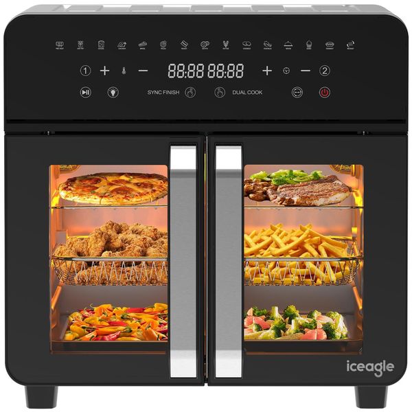 23L Friggitrice Ad Aria Calda Mini Forno Friggitrice, Enfisismo Doppia Zona Xxl Friggitrice Ad Aria Calda Con Led Touch Screen 15 Programmi-image