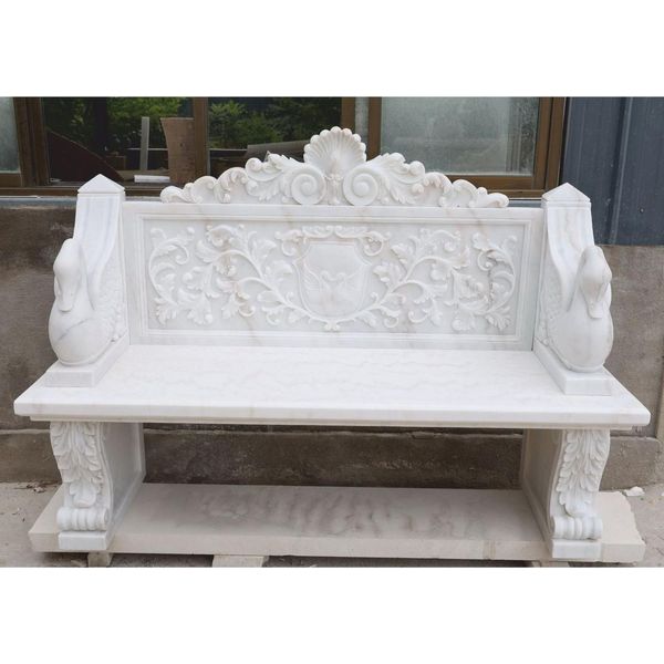 Casa Padrino Panchina Da Giardino Barocca In Marmo Bianco 180 Cm - Mobili Da Giardino Barocchi-image