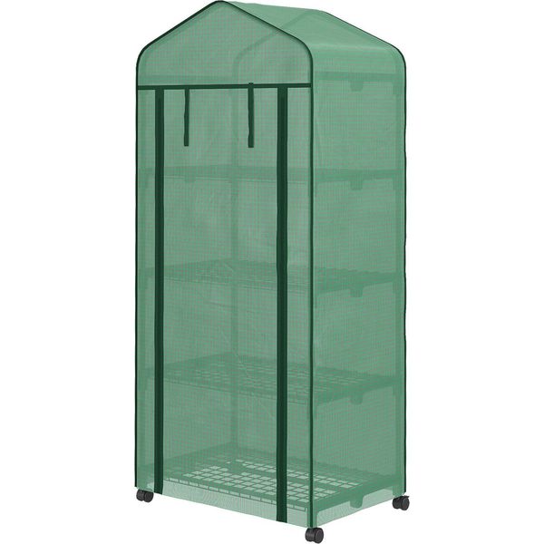 Serra In Film Con Rotolo, Serra Con 4 Ripiani, Serra In Film Con Telaio In Acciaio, Per Giardino, Balcone 69 X 50 X 165 Cm, Verde-image