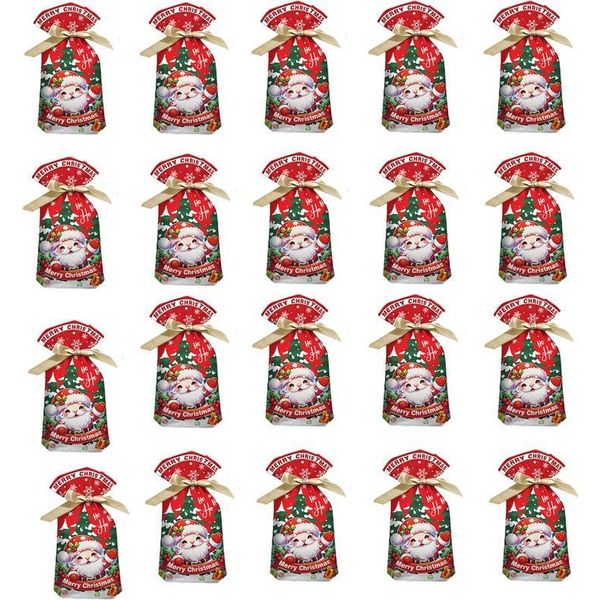 Inf Sacchetti Di Natale Per Dolci, Design Babbo Natale, 15X23Cm, Set Da 50-image