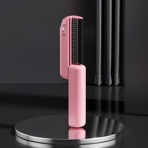 Inf Mini Spazzola Lisciante Portatile Senza Fili Rosa Con 3 Impostazioni-image