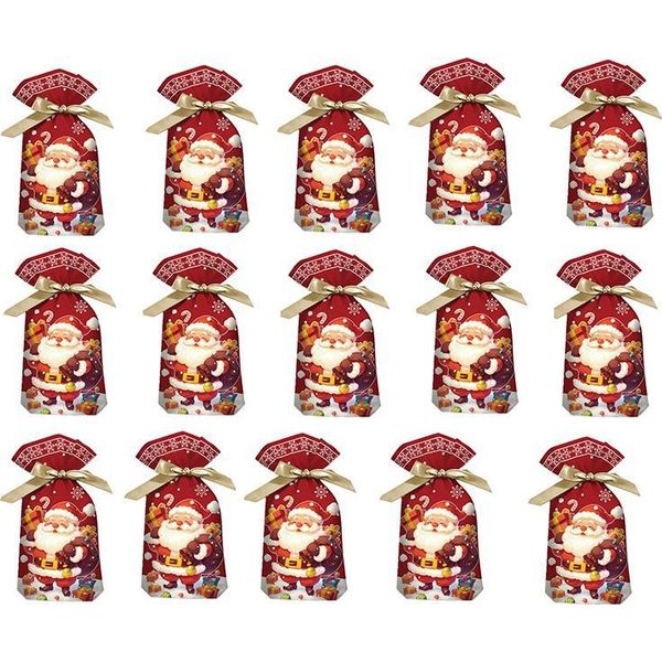 Inf Sacchetti Di Natale Per Dolci Fiocco Di Neve Babbo Natale 23X34Cm (50 Pezzi)-image