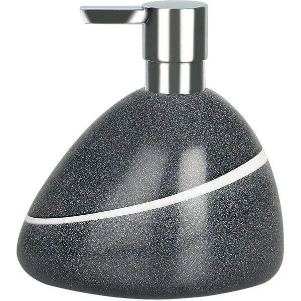 Distributore Di Sapone Spirella "Etna"" Distributore Di Sapone Liquido In Poliresina Effetto Pietra Grigio/Bianco 400Ml"-image