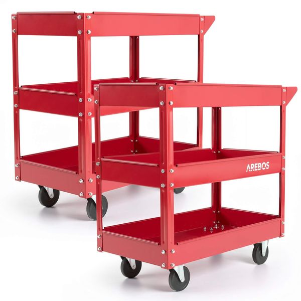 Set Di 2 Carrelli Da Officina Arebos | 3 Scomparti | Capacità Di Carico Fino A 100 Kg-image
