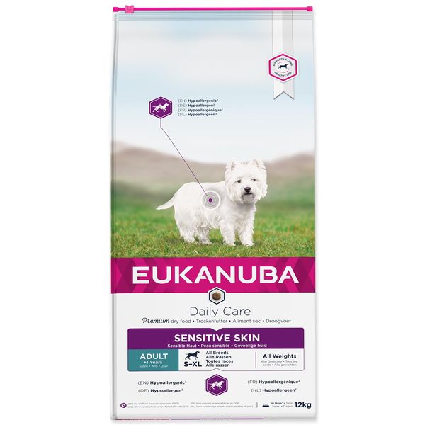Eukanuba Daily Care Sensitive Skin Cibo Per Cani - Cibo Secco Per Cani Con Pelle Sensibile, Ipoallergenico Con Pesce, 12 Kg-image