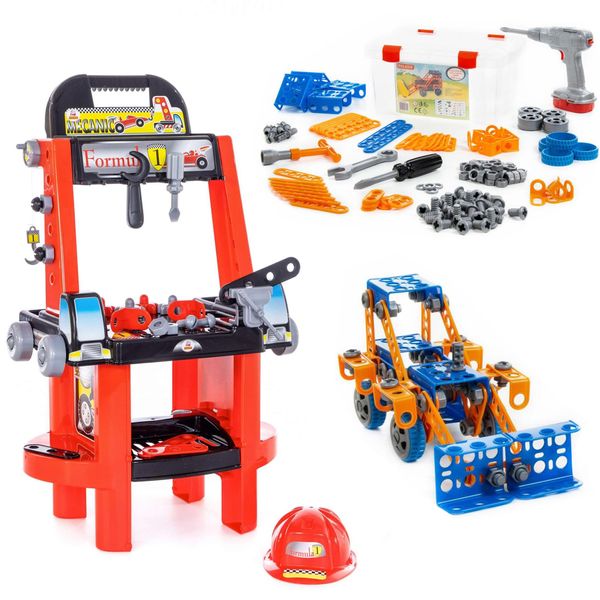 Set Fai-Da-Te "Super Meccanico"" + Set Di Attrezzi Blocchi Da Costruzione ""Inventore"" Polesie"-image