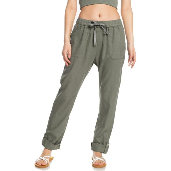 Roxy Donna Pantaloni Cargo In Lino On The Seashore Oliva : M Taglia: M-image