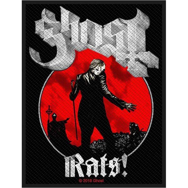 Ghost - Rat - Patch "Rats"", Tessuto Cucito RO9877 (Taglia Unica) (Nero/Rosso/Bianco)"-image