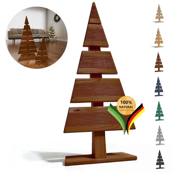 Be4Nature Albero Di Natale In Legno Di Larice 27 X 60 Cm - Marrone, Decorazione Natalizia, Ornamento Rustico, Composizione Natalizia, Base Per Decorazioni-image