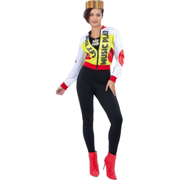 Smiffys - Costume "90S Push It"" - Donna SM2891 (L) (Giallo/Rosso/Bianco)"-image