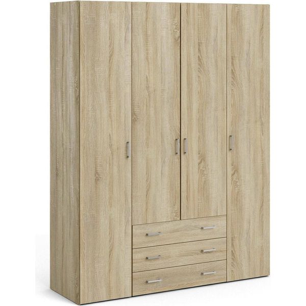 Dmora Guardaroba Grande Amoruccio 49.5X200.4H Cm Marrone Quercia, Appendiabiti 4 Ante-image