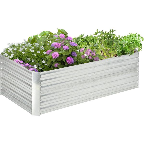Letto Rialzato In Acciaio, Letto Per Piante Con Struttura A Freddo Letto Da Giardino Fioriera Innestabile, Fioriera 180X90X60Cm Per Giardino Balcone Terrazzo, Letto Per Fiori, Piante, Frutta-image