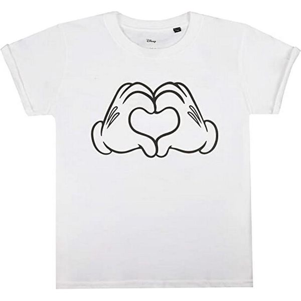 Disney - Maglietta "Mani D'amore"" Per Ragazze TV1404 (128) (Bianco)"-image