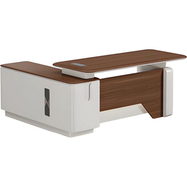 Scrivania Ad Angolo Ufficio Scrivania Ufficio Moderno Legno Studio-image