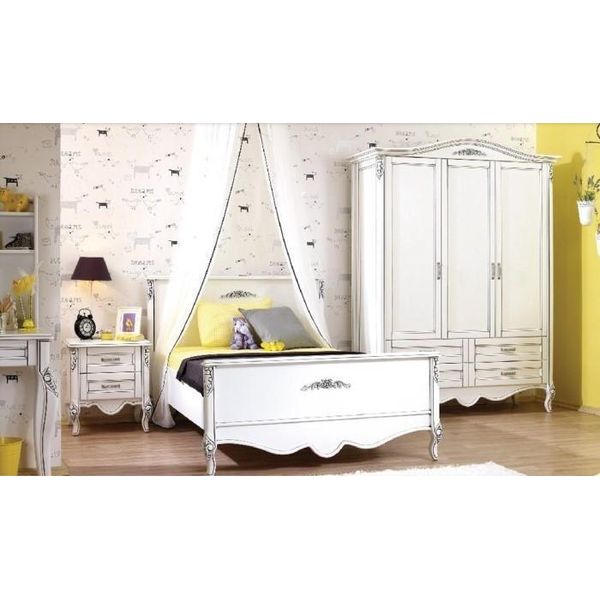 Cameretta Per Bambini In Legno Bianco Dal Design Moderno-image