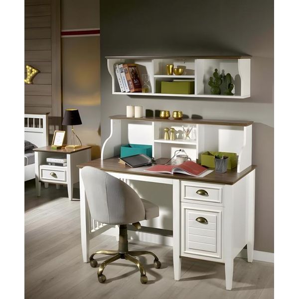 Scrivania In Legno Bianco Dallo Stile Elegante Per L'ufficio E L'home Office-image