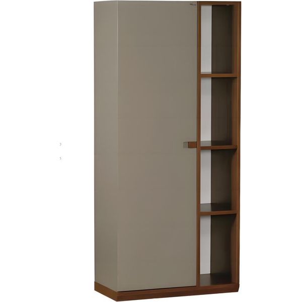 Elegante Libreria In Legno Grigio Dal Design Moderno-image