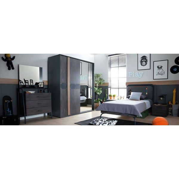 Set Per Cameretta In Legno Grigio Dal Design Moderno-image