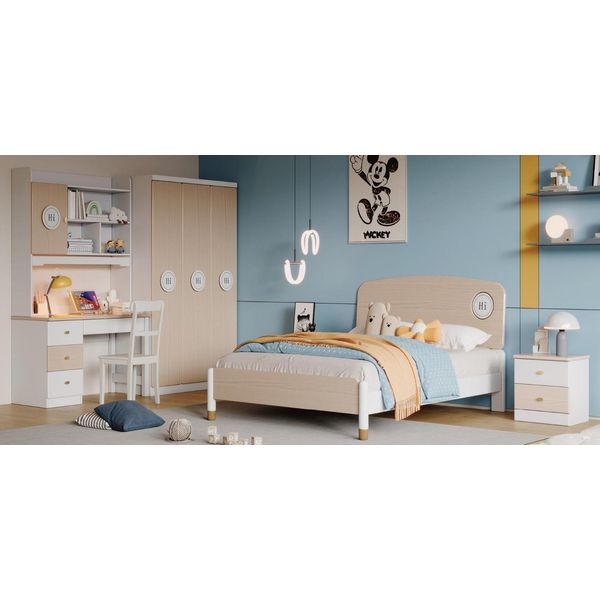 Set Di 6 Pezzi Per La Cameretta Dei Bambini: Armadio E Mobili Completi 2X Comodini-image