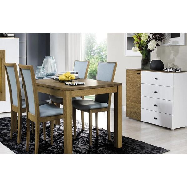 Sala Da Pranzo Set Moderno Tavolo Da Pranzo + 4X Sedie Cassettiera Di Design-image