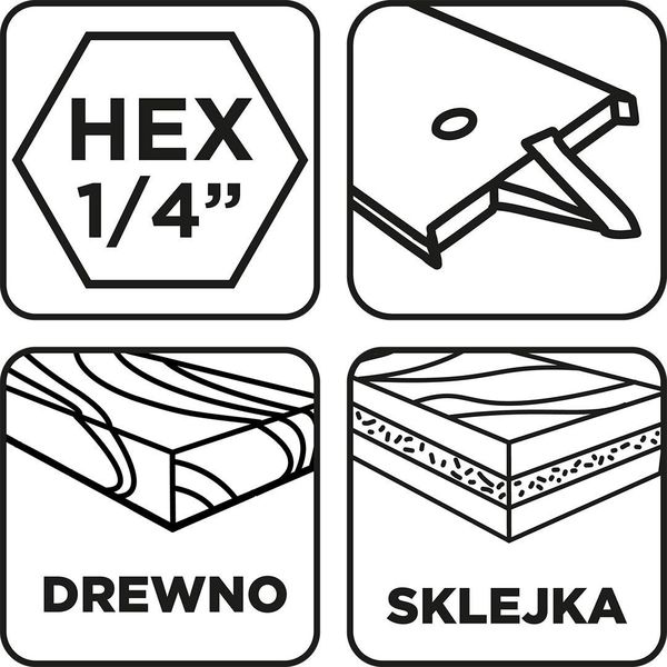 Punta Per Fresa Piatta Graphite, Punta Per Fresa Piatta Per Legno, Punta A Forchetta Per Legno Per La Lavorazione Di Legno E Compensato, Codolo Esagonale Hex Da 1/4", 34 X 152 Mm"-image