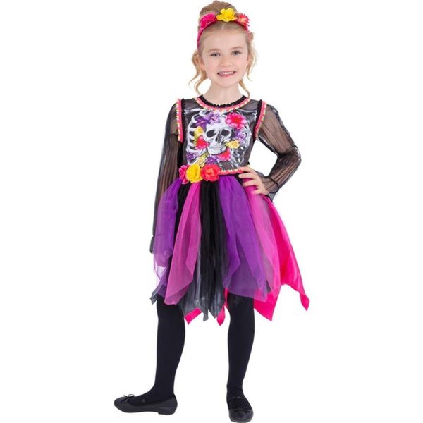 Smiffys - Costume Da Giorno Dei Morti - Ragazza SM1932 (110-116) (Colorato)-image