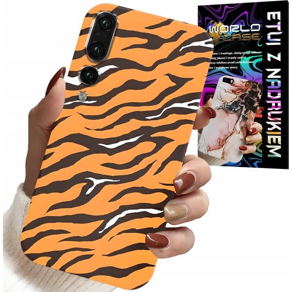 Custodia Per Huawei P20 Plus - Cover Posteriore A Strisce Di Tigre + Pellicola-image