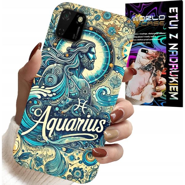 Custodia Per Huawei Y5P - Segno Zodiacale, Acquario, Retro Astronomico-image