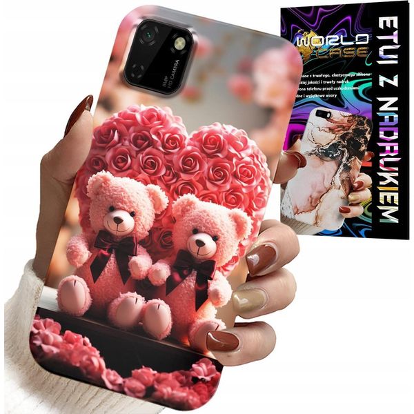 Custodia Per Huawei Y5P - Rosa Orsetto Famiglia Cuore + Vetro-image