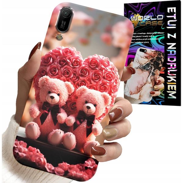 Custodia Per Huawei Y6 2019 - Rosa Orsetto Famiglia Cuore + Vetro-image