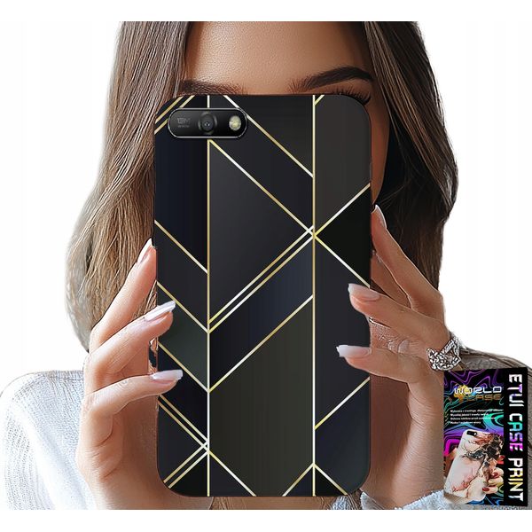 Custodia Per Huawei Y6 2018 - Cornici Dorate, Design Elegante + Vetro-image