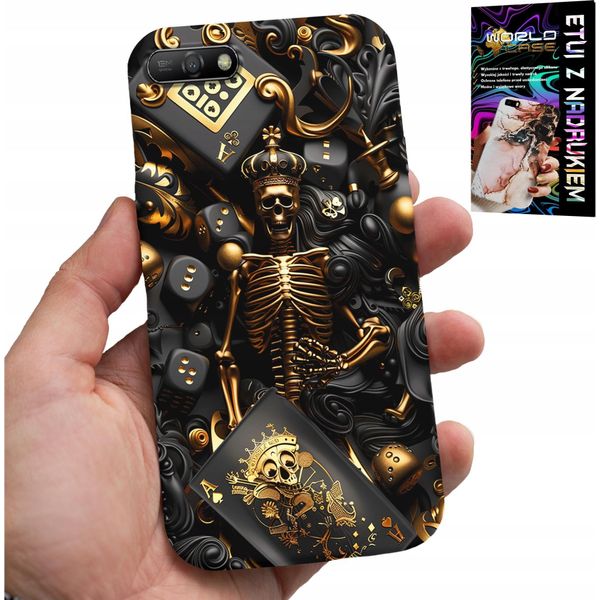 Custodia Per Huawei Y6 2018 - Poker Re Dadi Asso Disegni Per Uomini + Vetro-image