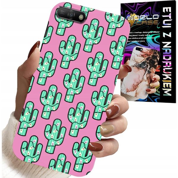 Custodia Per Huawei Y6 2018 - Cactus, Cactus Su Sfondo Rosa + Pellicola-image
