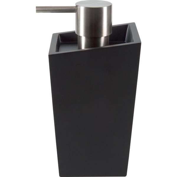 Distributore Di Sapone Spirella "Yoshi"" | Con Pompa In Acciaio Inox | Distributore Di Sapone Liquido | In Poliresina | 350Ml | Resistente E Robusto | Nero"-image