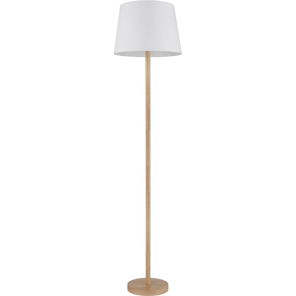 Nowa Stehlampe "Joris", Braun (Holzfarben), 1, Ø 35Cm H: 151Cm, 1 Stk., Leuchten, Stehleuchte, Textil, Wohnzimmer, Schlafzimmer, FußTrittschalter, Stehlampe-image