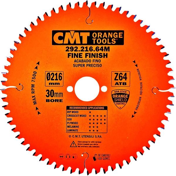 Cmt | Lama Per Legno Per Troncatrici ø 216/30 Mm Z64 Wz/Atb -5° Neg-image