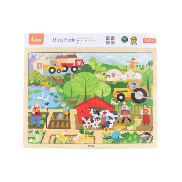 Viga 44588 Puzzle Su Blocco Da 48 Pezzi - Conoscere La Fattoria-image