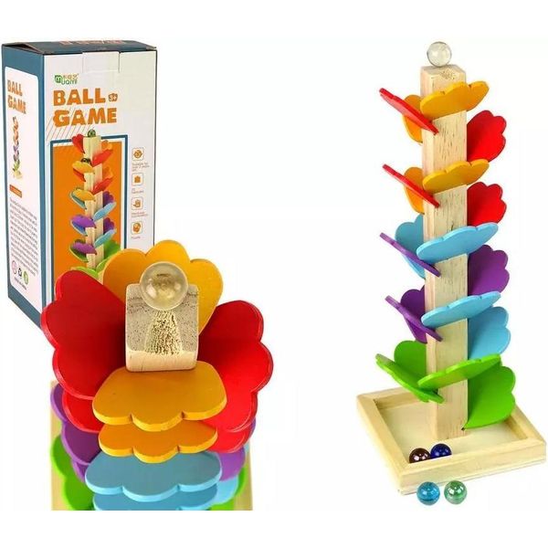 Pista Per Palline In Legno Con Scivolo E Foglie-image