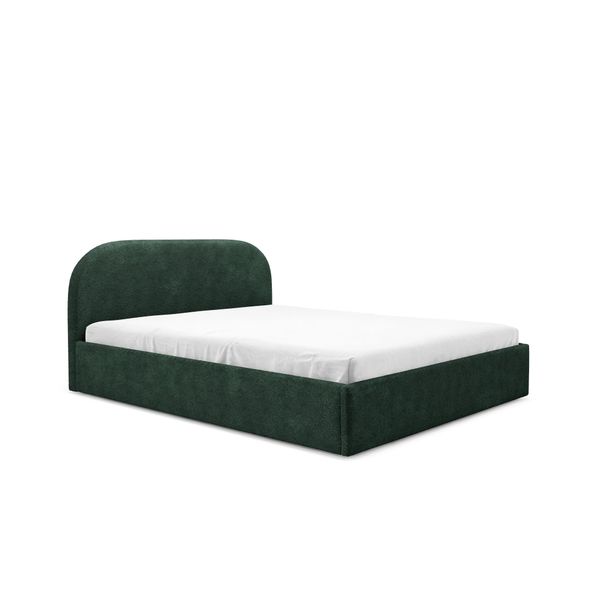Gutto Letto Imbottito Su Misura Moon Verde Scuro 160X200 Rete A Doghe In Legno Tessuto Boucle Teddy Di Alta Qualità Letto Senza Rete E Contenitore-image