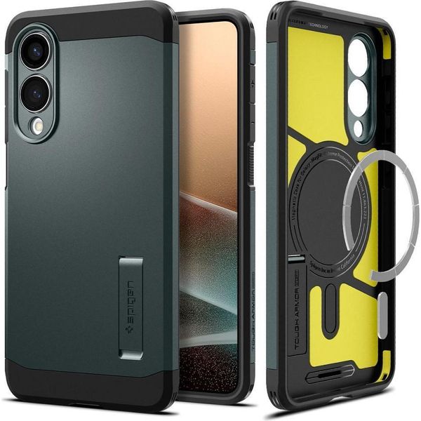 Spigen Spigen Tough Armor Ai (Magfit) Custodia Per Galaxy S25 Edge Verde Abisso-image