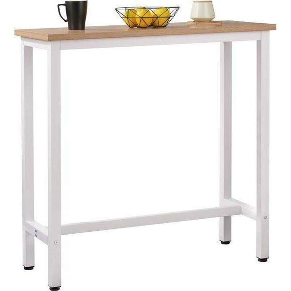 Woltu 1 X Tavolo Bar Tavolo Alto Tavolo Bistrot Con Struttura In Metallo Piano In Truciolato, Tavolo Da Cucina Tavolo Da Pranzo 100X40X100Cm, Rovere Chiaro Bt33Hei-image