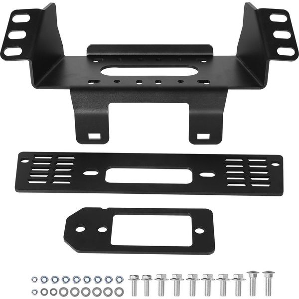Succebuy Piastra Di Montaggio Del Verricello A Cavo Del Gancio Di Traino, Capacità Di Carico 907-1633 Kg, Compatibile Con I Modelli Polaris Ranger Rescue Dal 2010-2021, Montaggio A 3 Fori, In Acciaio Verniciato A Polvere, Nero-image